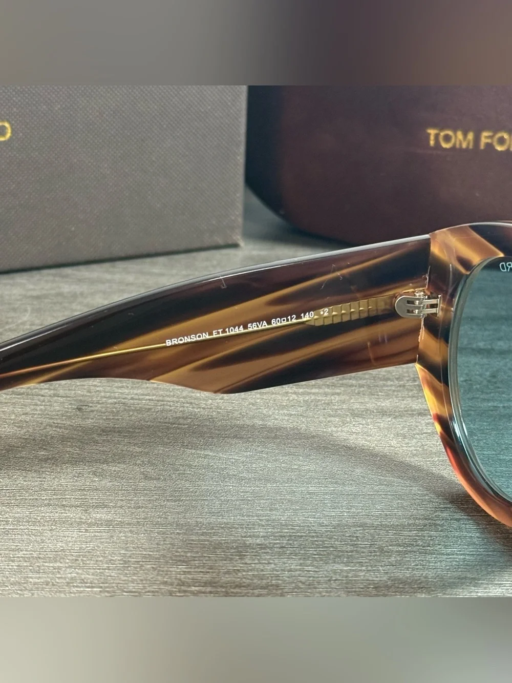Tom Ford Tortoiseshell Frame Sunglasses with Green Lenses